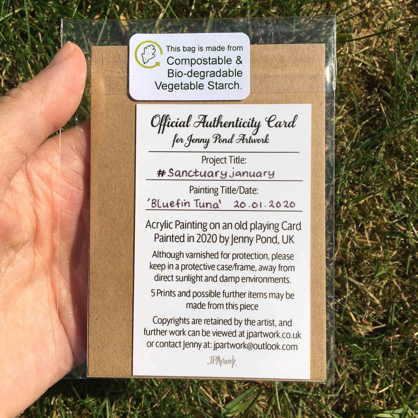 Certificate of Authenticity Card by Jenny Pond, JPArtwork