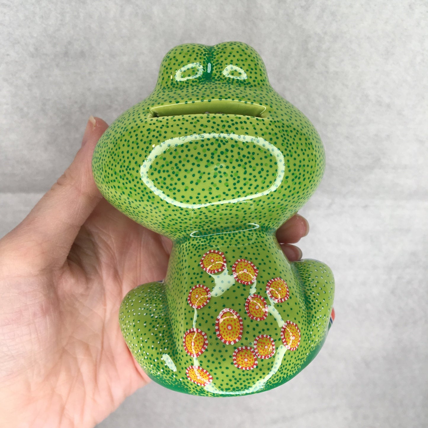 Hand painted ceramic frog ornament, collectible original by Jenny Pond