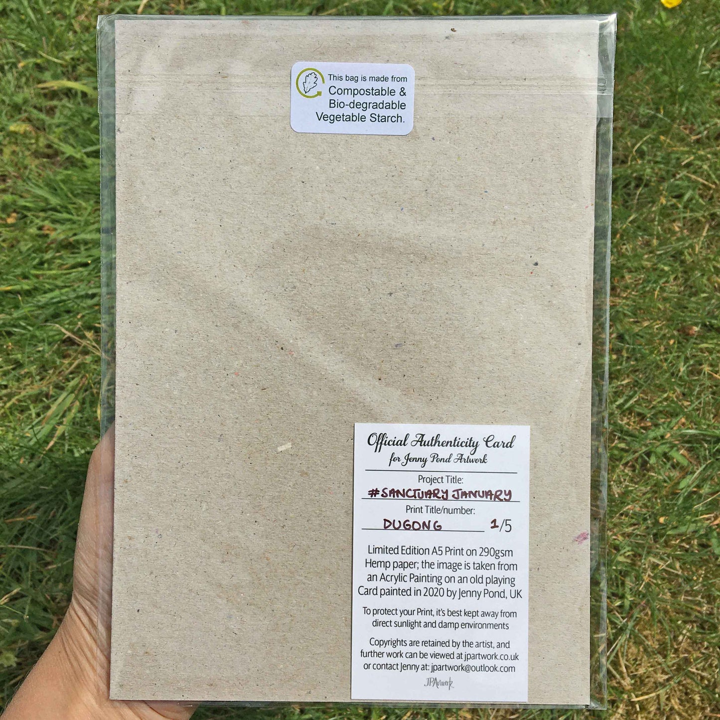 Certificate of Authenticity Card by Jenny Pond, JPArtwork