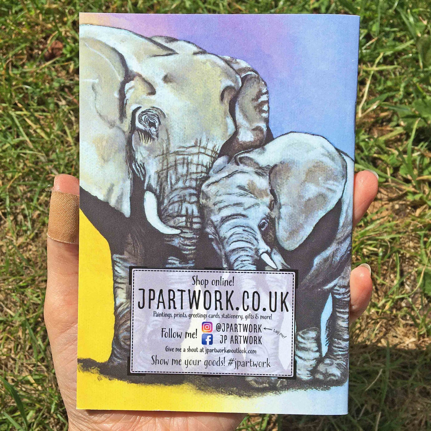 Elephant Journal | A6, Plain or Lined journal JPArtwork Jenny Pond