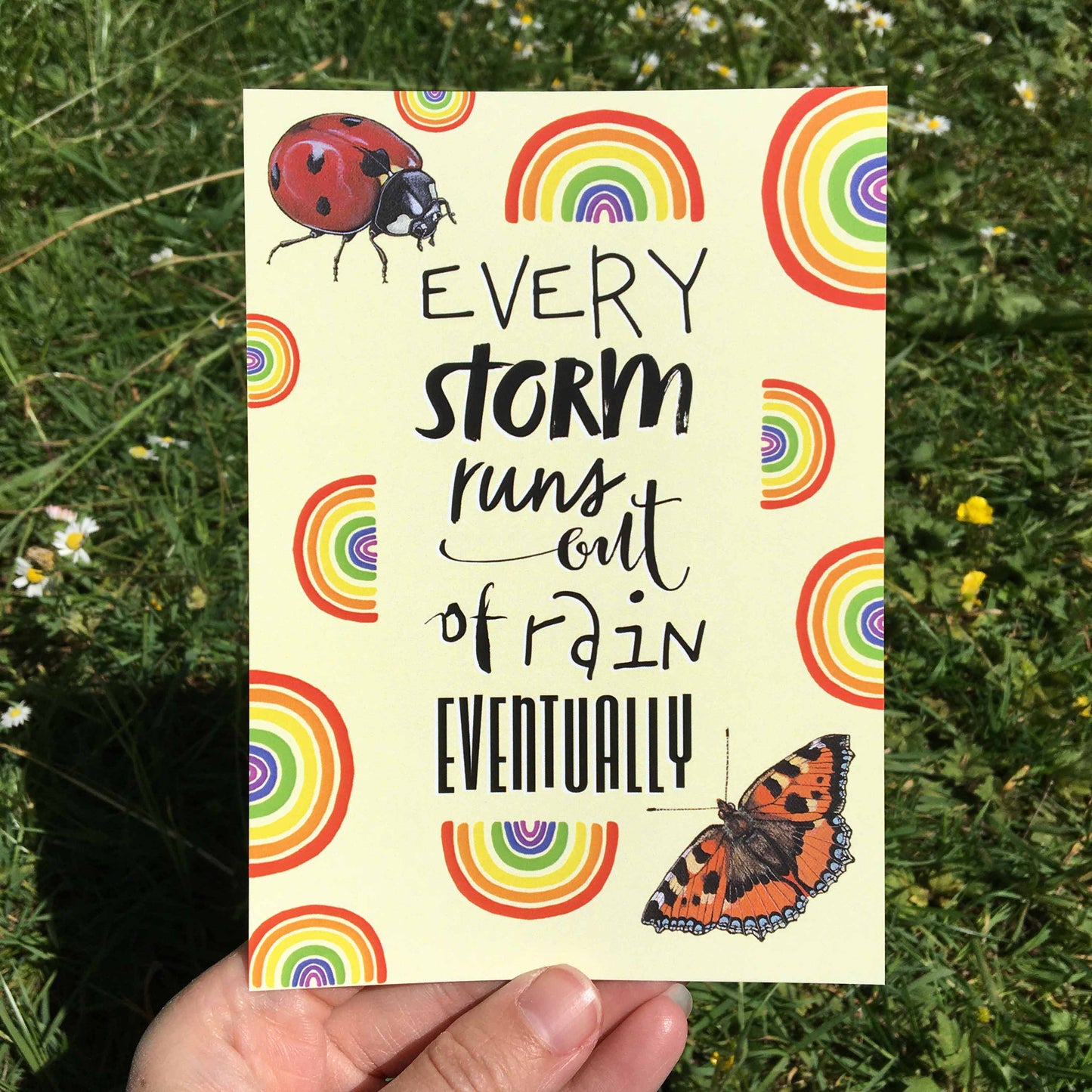 'Every Storm' Positivity Quote Postcard, A6 postcard JPArtwork Jenny Pond