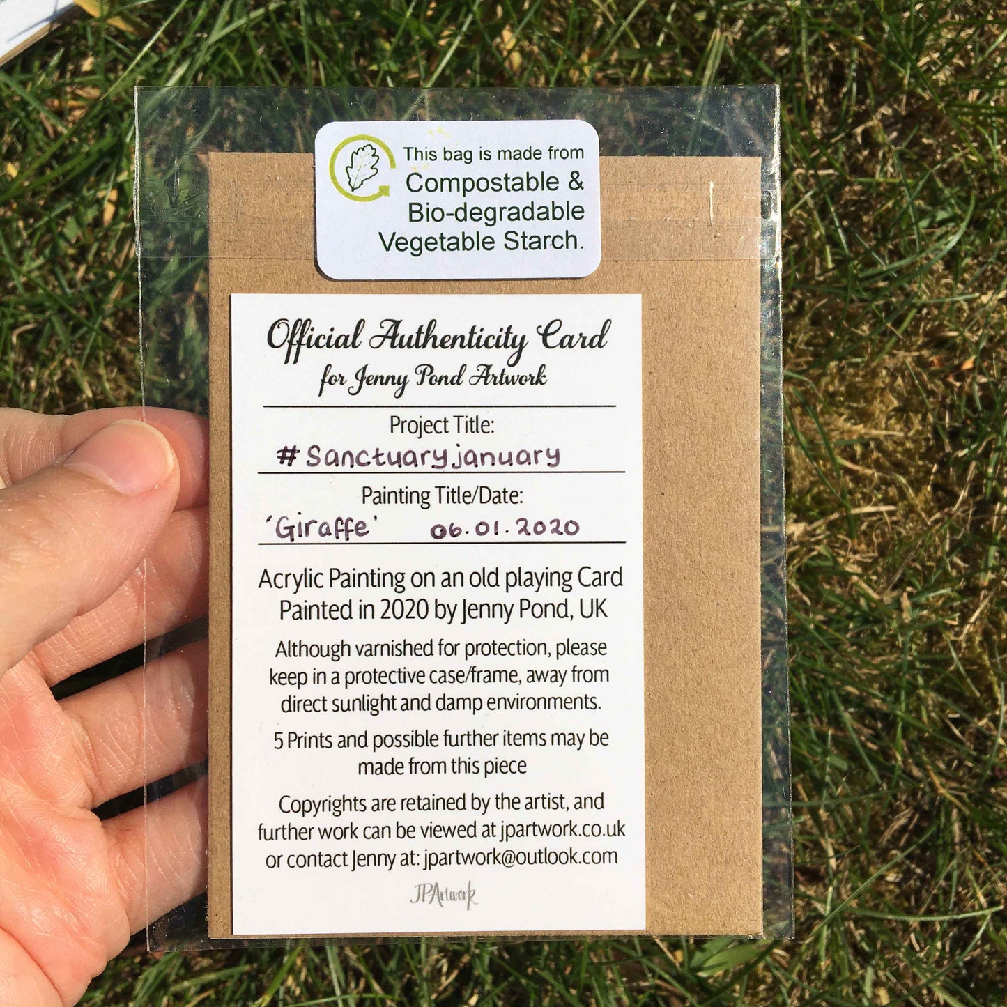 Certificate of Authenticity Card by Jenny Pond, JPArtwork