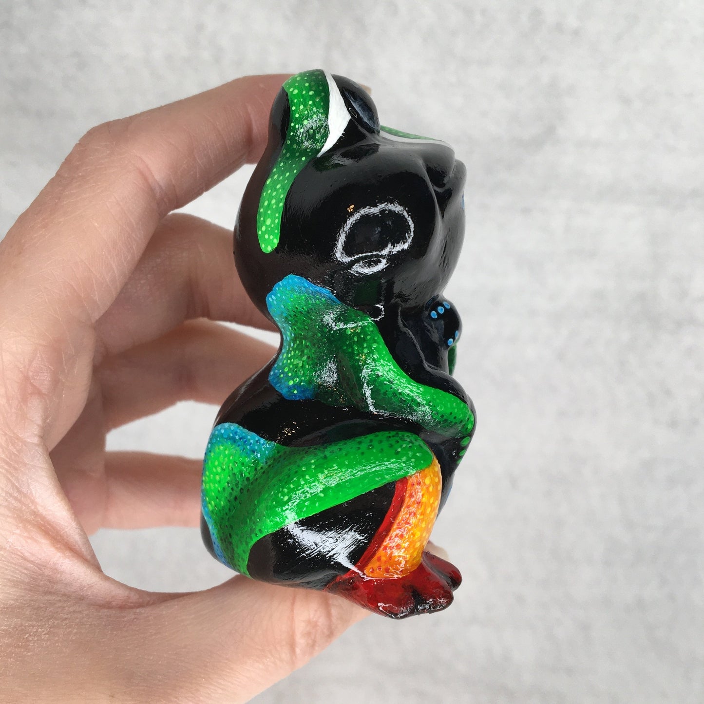 Hand painted ceramic frog ornament, collectible original by Jenny Pond