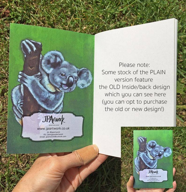 Koala Journal | A6, Plain or Lined journal Lined / Old Cover JPArtwork Jenny Pond