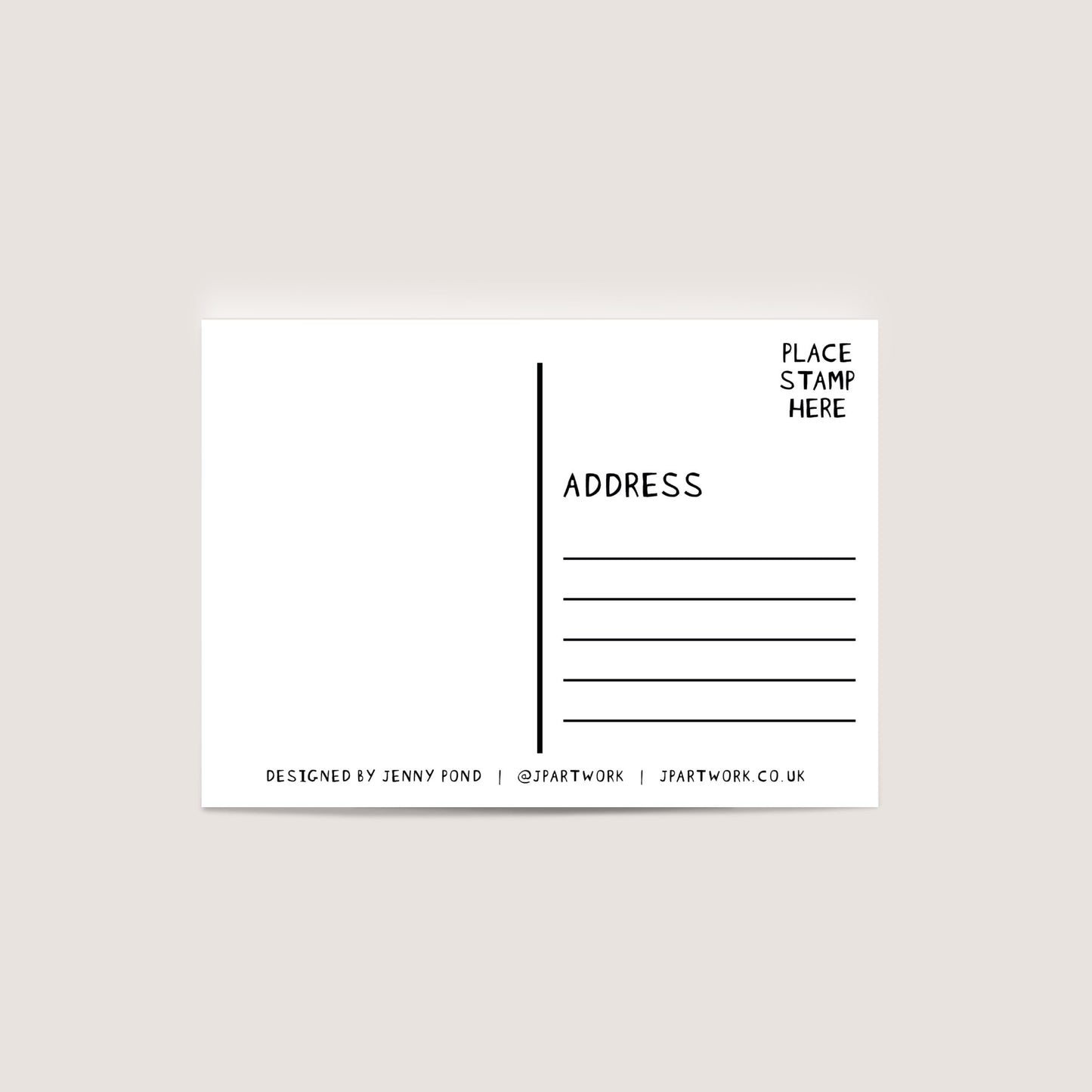 Back of Postcard, by Jenny Pond