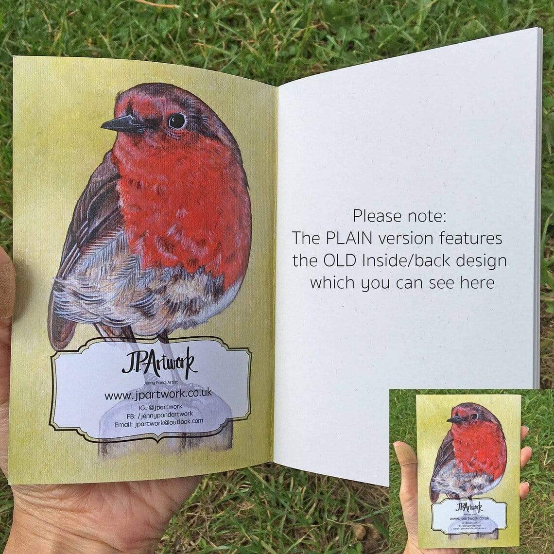 Robin Journal | A6, Plain or Lined journal Plain JPArtwork Jenny Pond