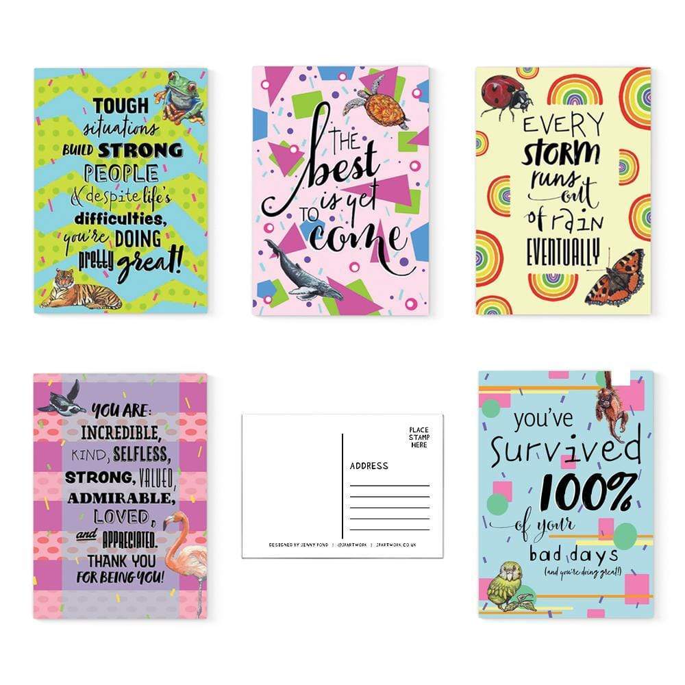 Positivity Postcards | A6, Set of 5 postcard JPArtwork Jenny Pond