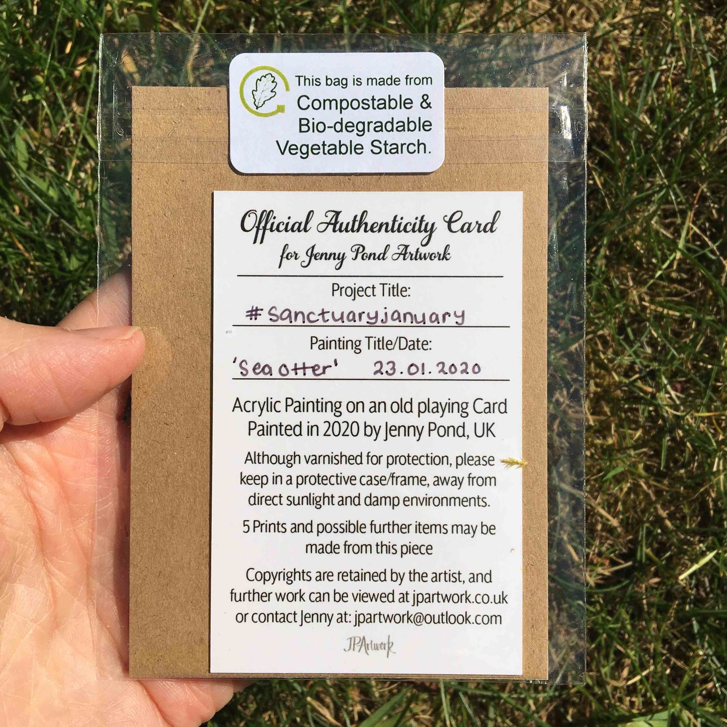 Certificate of Authenticity Card by Jenny Pond, JPArtwork