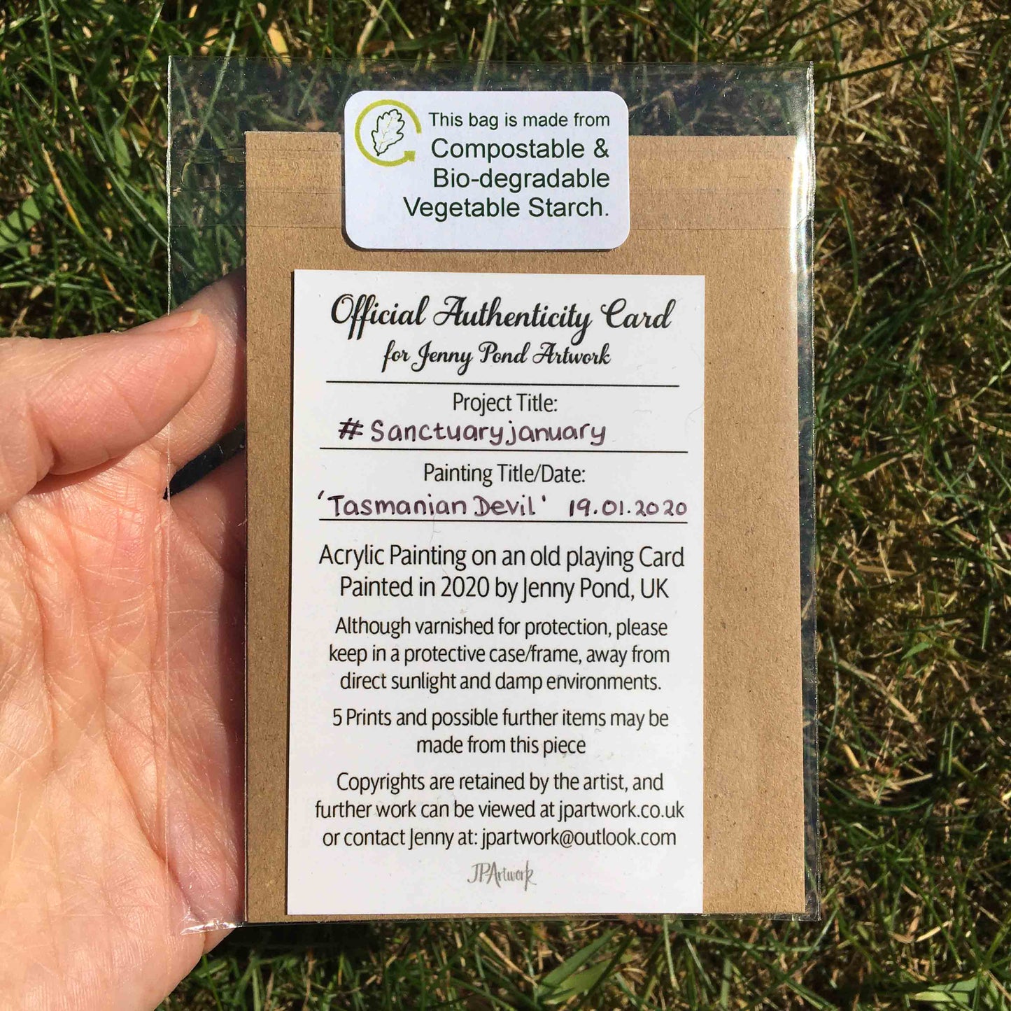 Certificate of Authenticity Card by Jenny Pond, JPArtwork