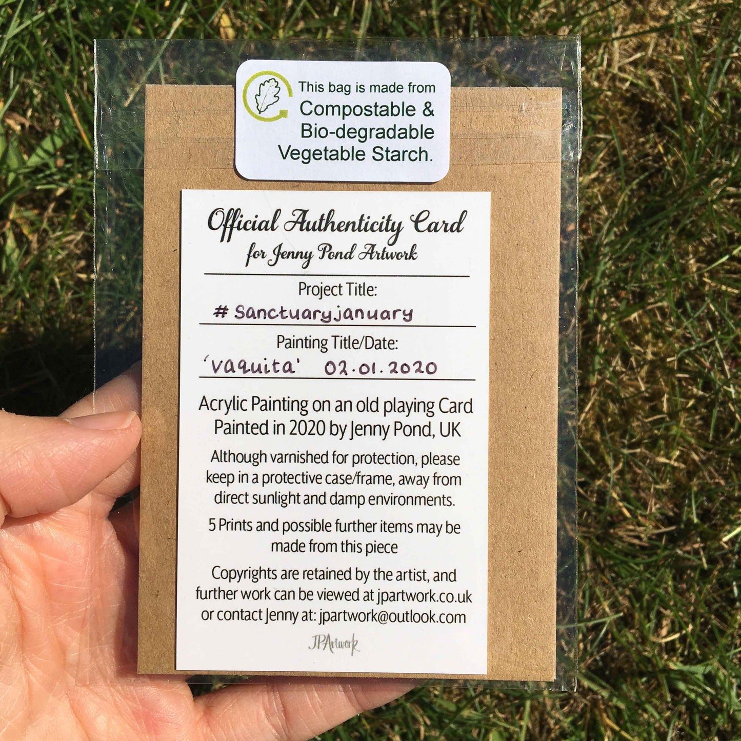 Certificate of Authenticity Card by Jenny Pond, JPArtwork
