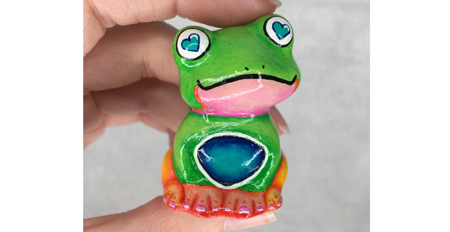 Hand Painted Ceramic Frog by Jenny Pond