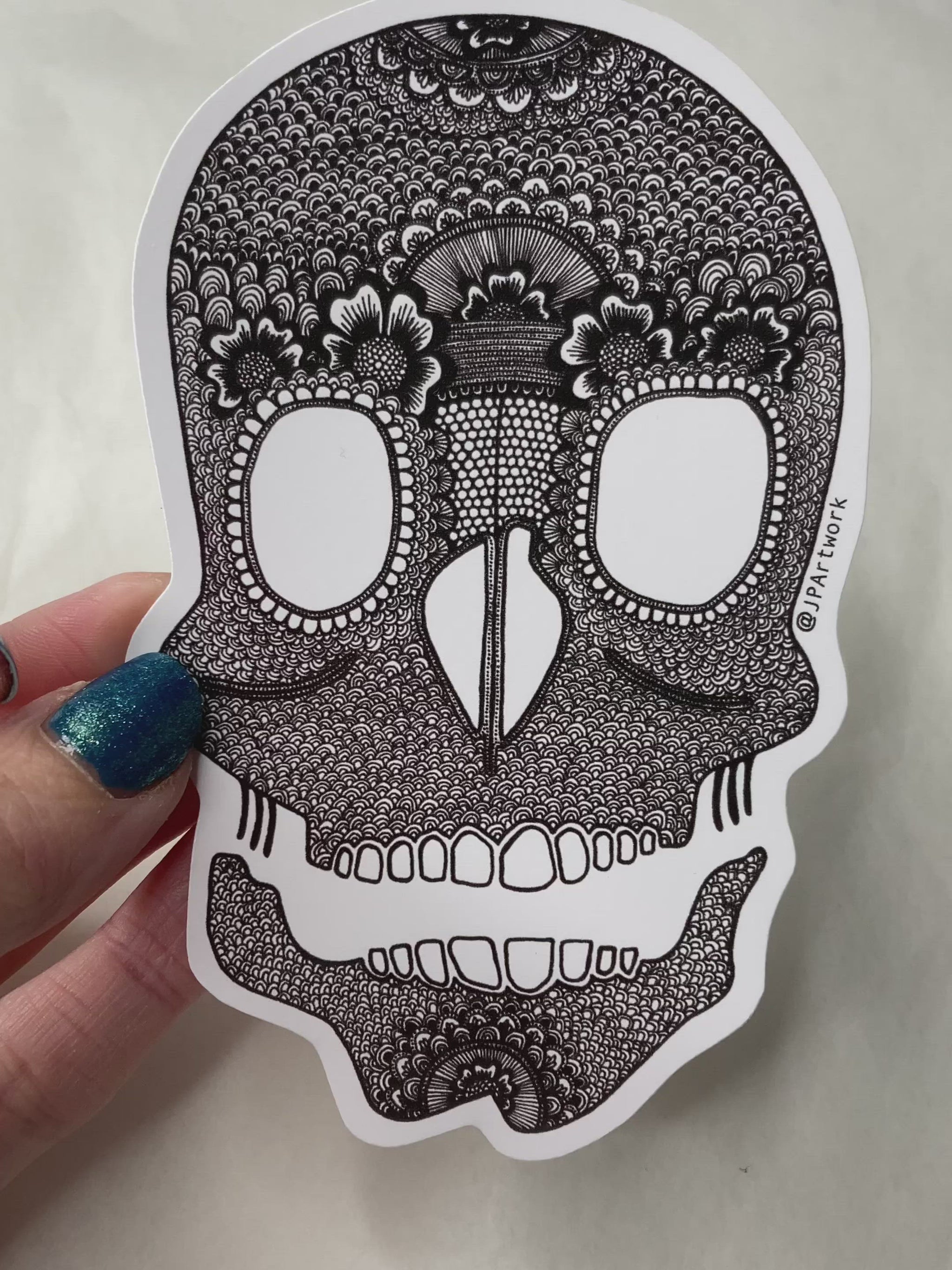 Skull Vinyl Sticker Die Cut by Jenny Pond