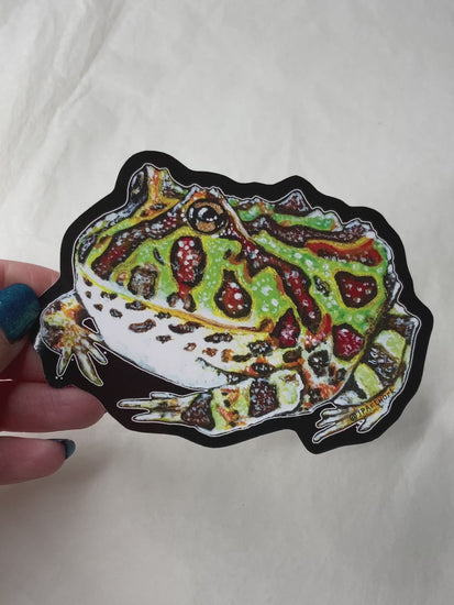 Pacman Frog Vinyl Sticker Die Cut by Jenny Pond