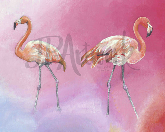 Flamingo Art, Flamingo Wall Art, Flamingo Decor, Tropical Decor, Pink Flamingo, Flamingo Painting, Pink Wall Art, Limited Edition Art, Flamingo Art Print, Jenny Pond, JP Artwork, Pink Bird Art