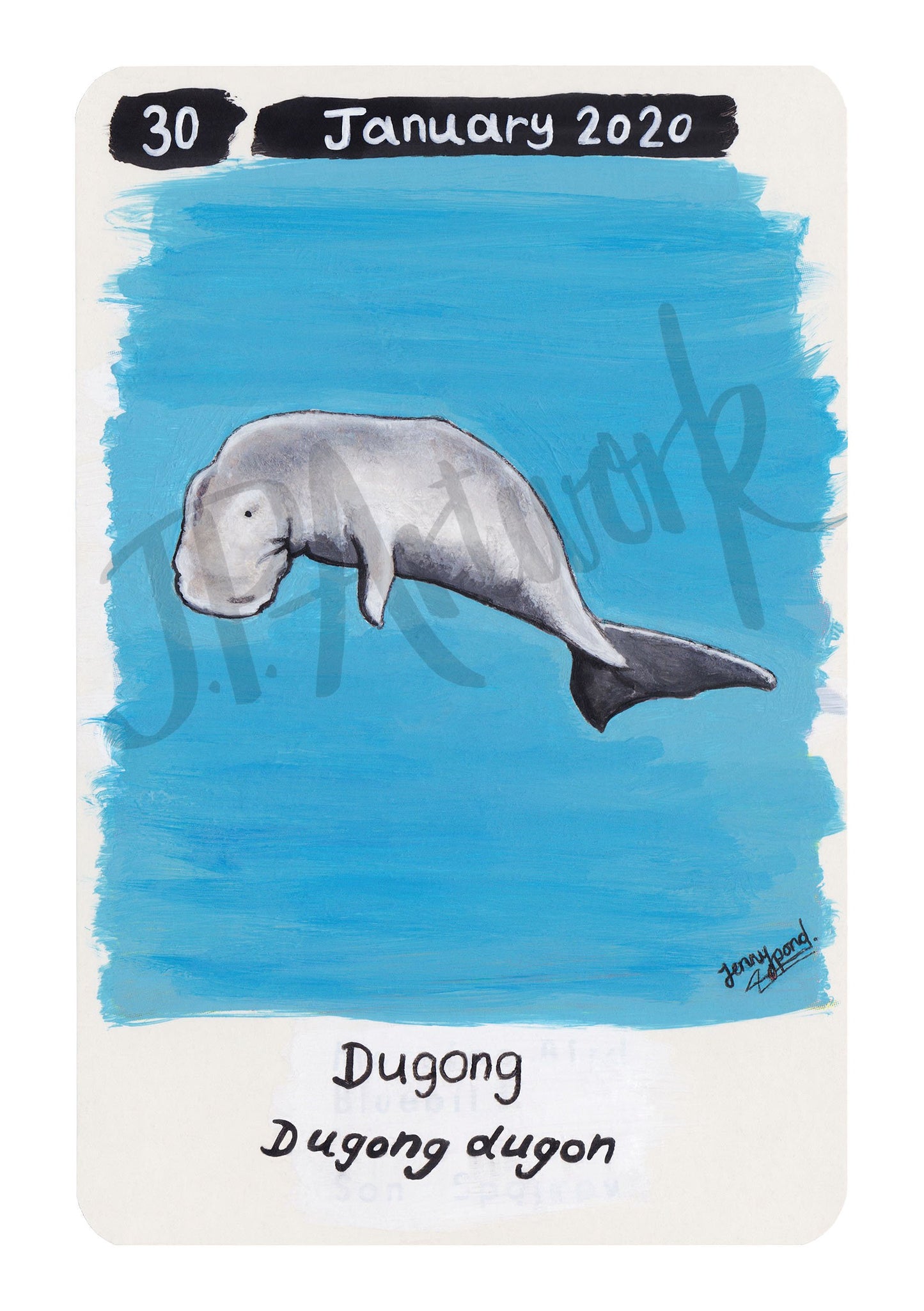 Dugong Limited Edition A5 Hemp Paper Print by Jenny Pond, JPArtwork