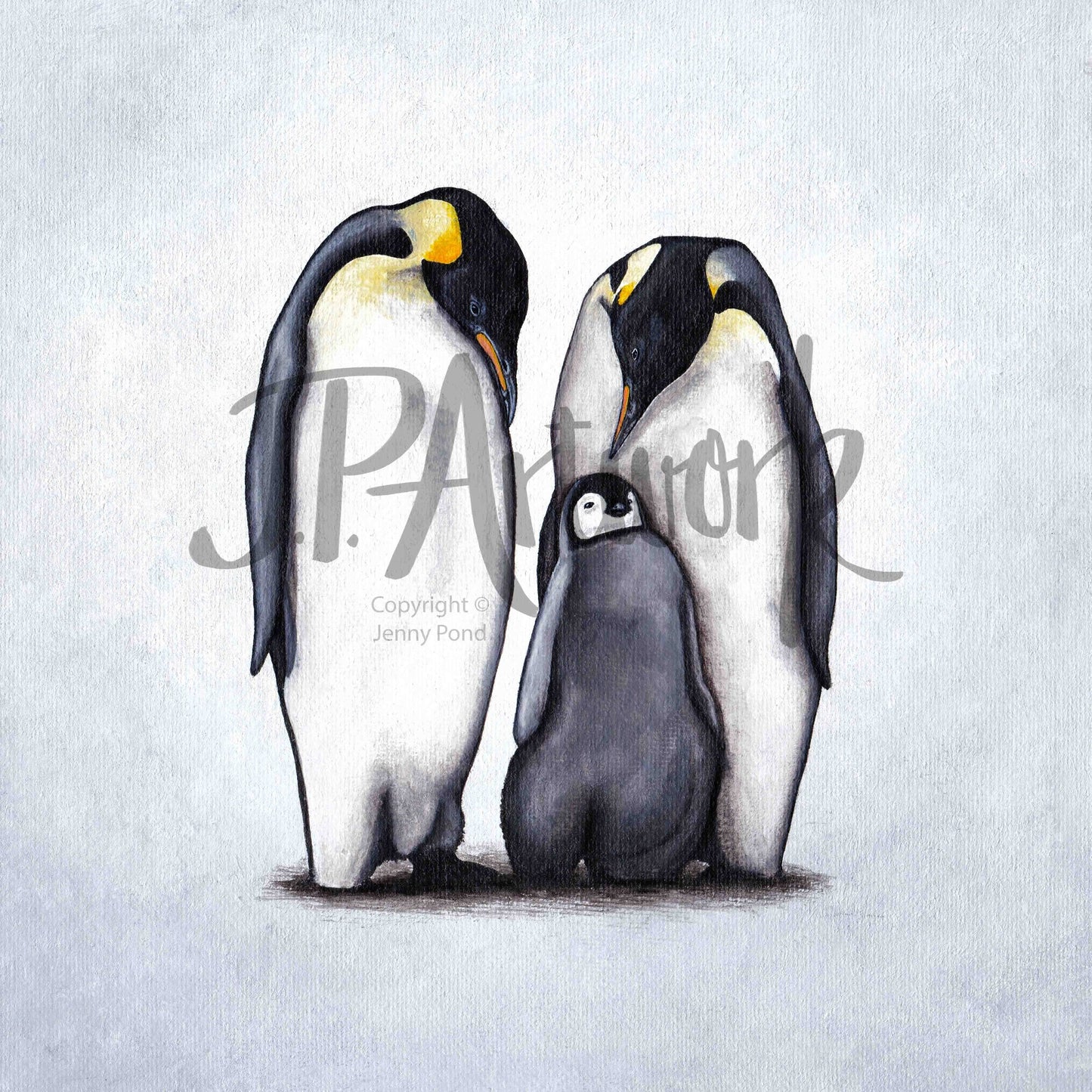 Original Fine Art Acrylic Penguin Painting by Jenny Pond