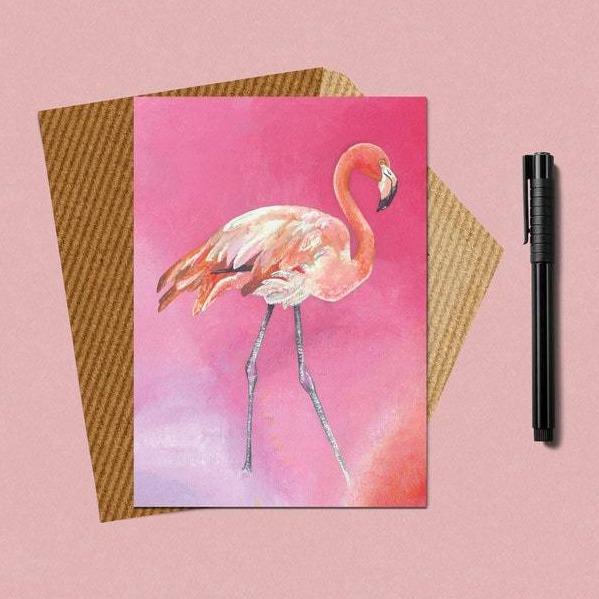 Flamingo A5 Greetings Card