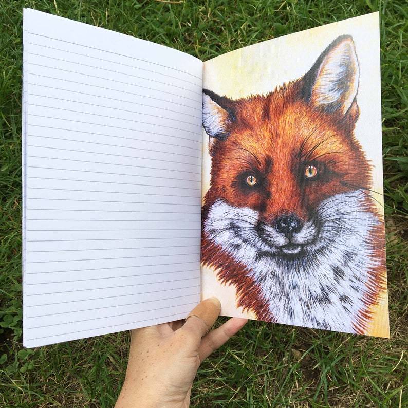 Fox Journal | A5, Plain or Lined journal Lined JPArtwork Jenny Pond