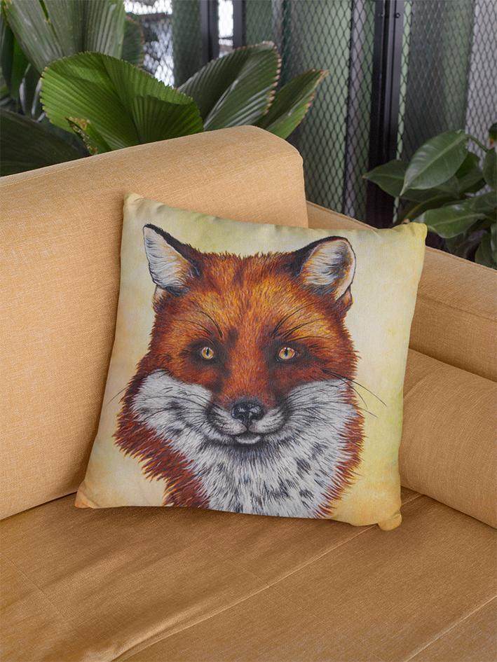 Fox Cushion on Sofa