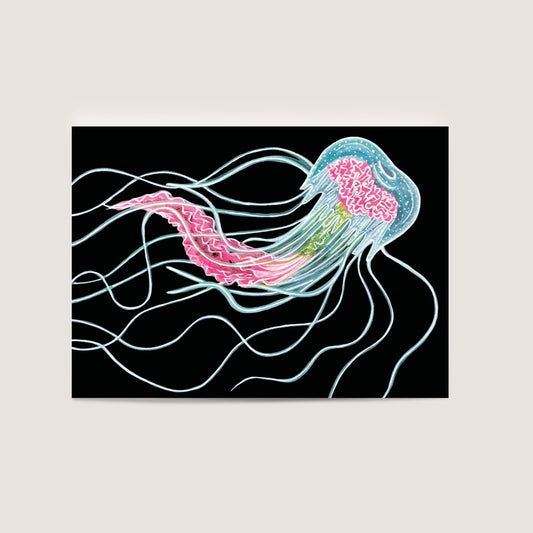 Neon Jellyfish Mini Print/Postcard, Artwork by Jenny Pond