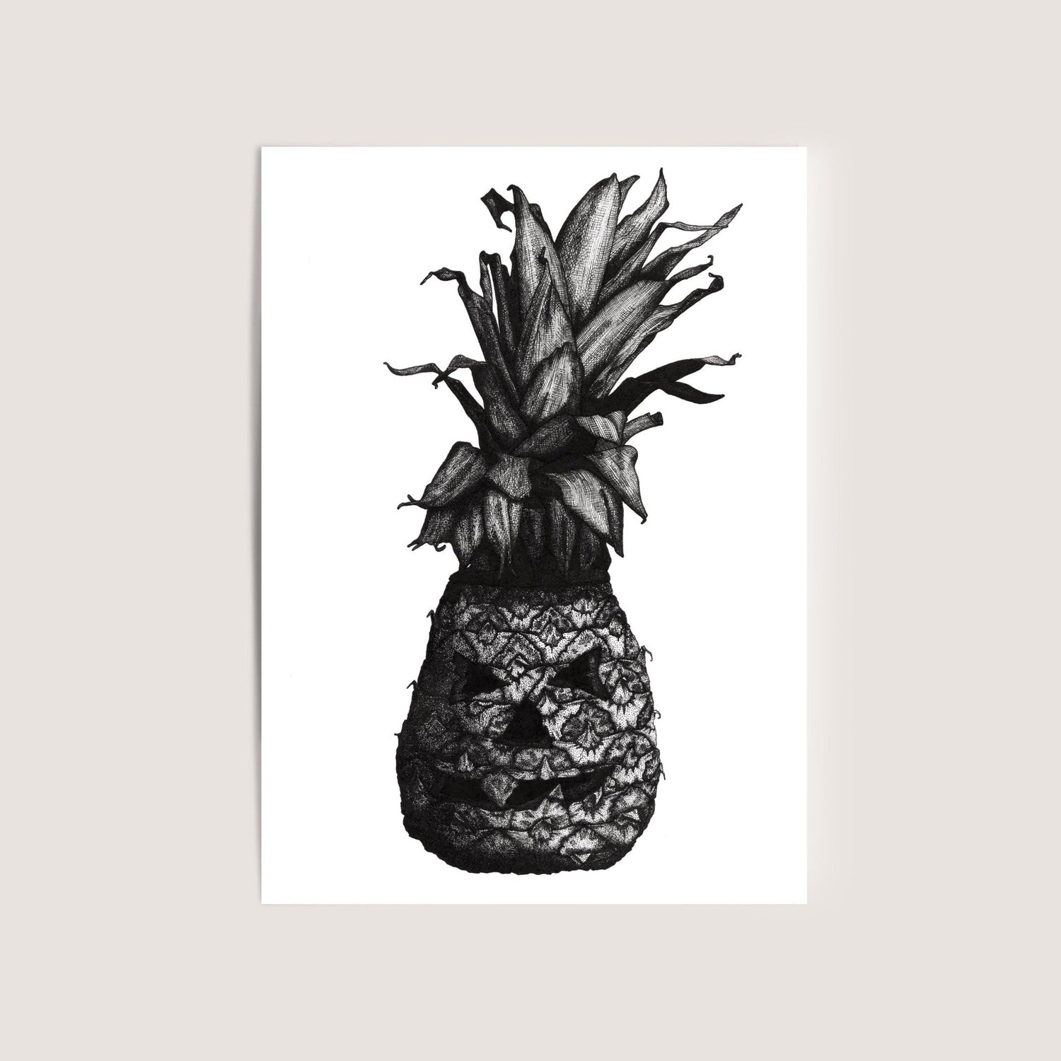 Carved Pineapple Mini Print, Artwork by Jenny Pond
