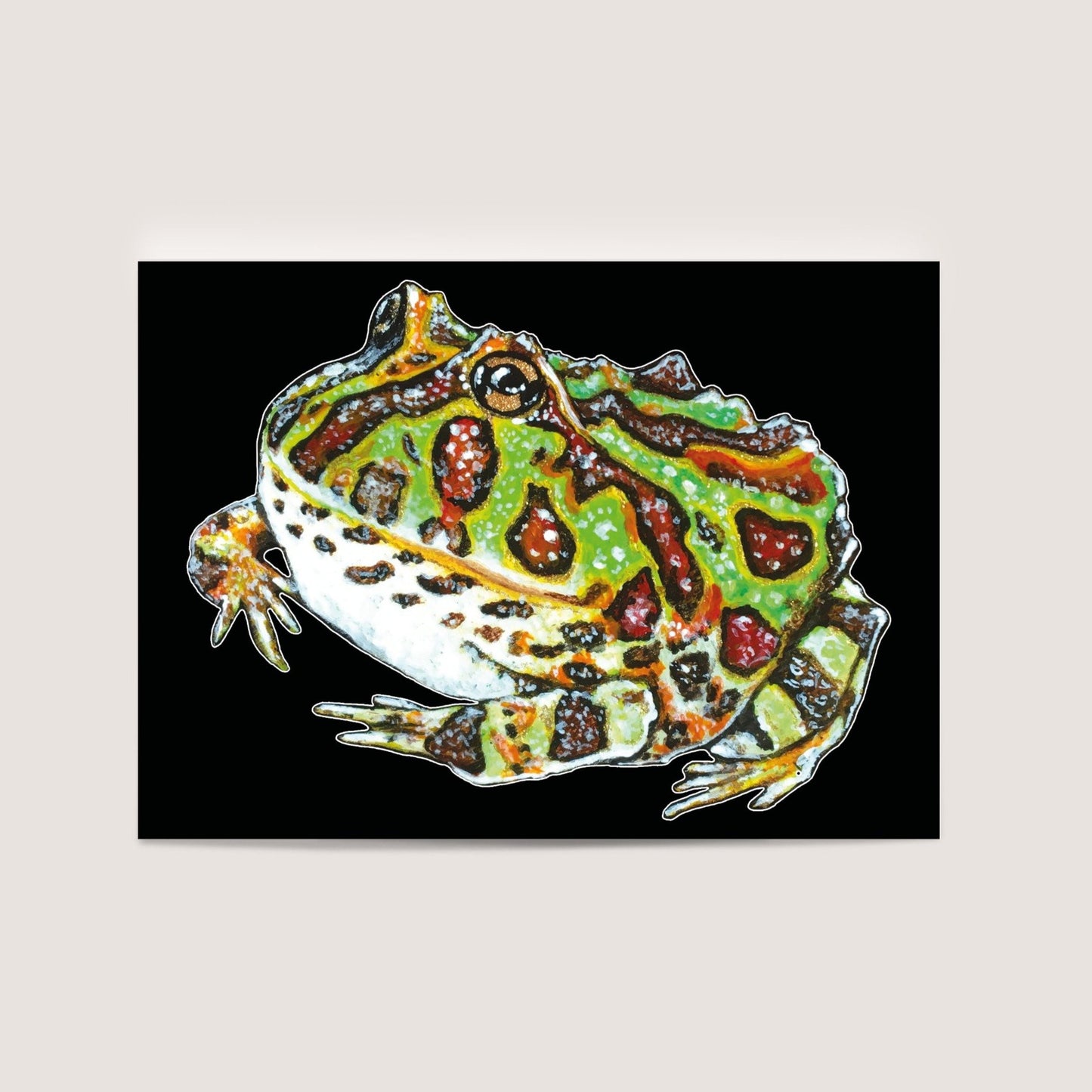 Pacman Frog Mini Print/Postcard, Artwork by Jenny Pond