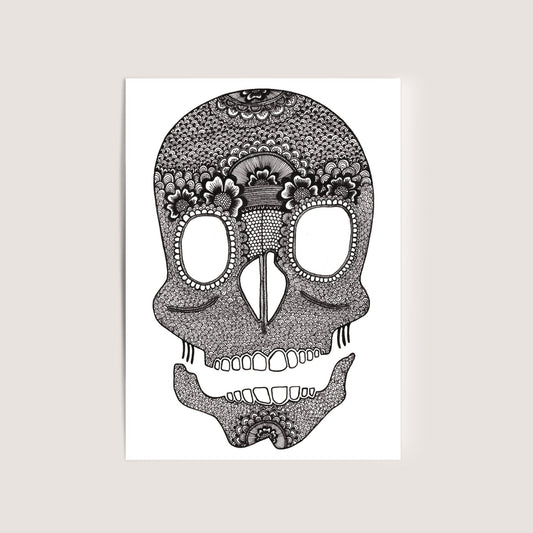 Skull Mini Print/Postcard, Artwork by Jenny Pond
