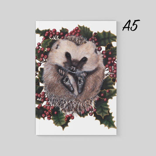 Hedgehog A5 Journal Plain or Lined Paper, by Jenny Pond