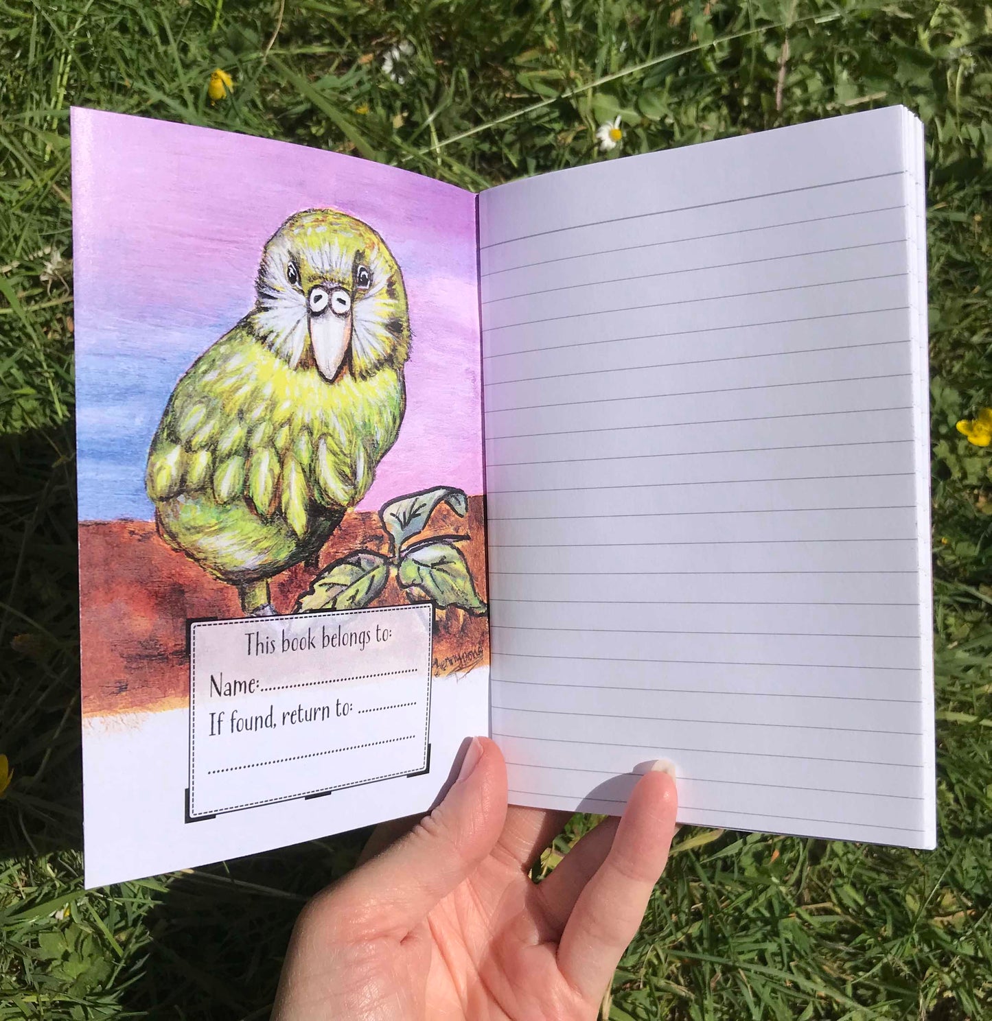 Kakapo Journal | A6, Plain or Lined journal Lined JPArtwork Jenny Pond