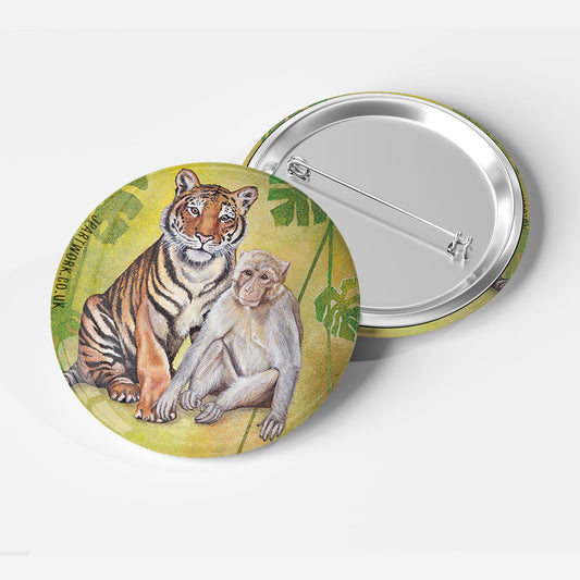 Monkey and Tiger Pin Badge