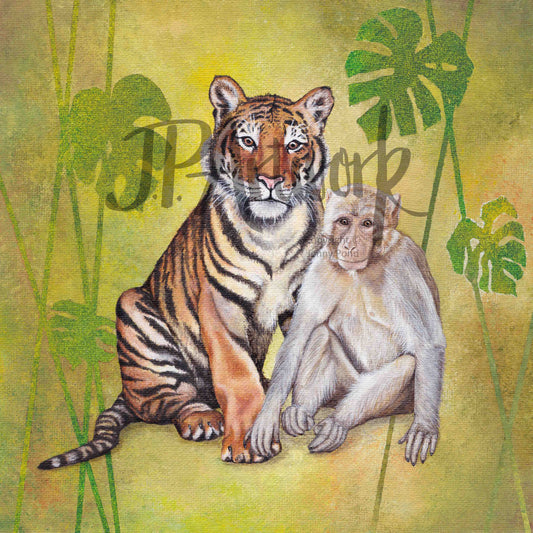 'Monkey & Tiger' | Art Print art print 8x8" JPArtwork Jenny Pond