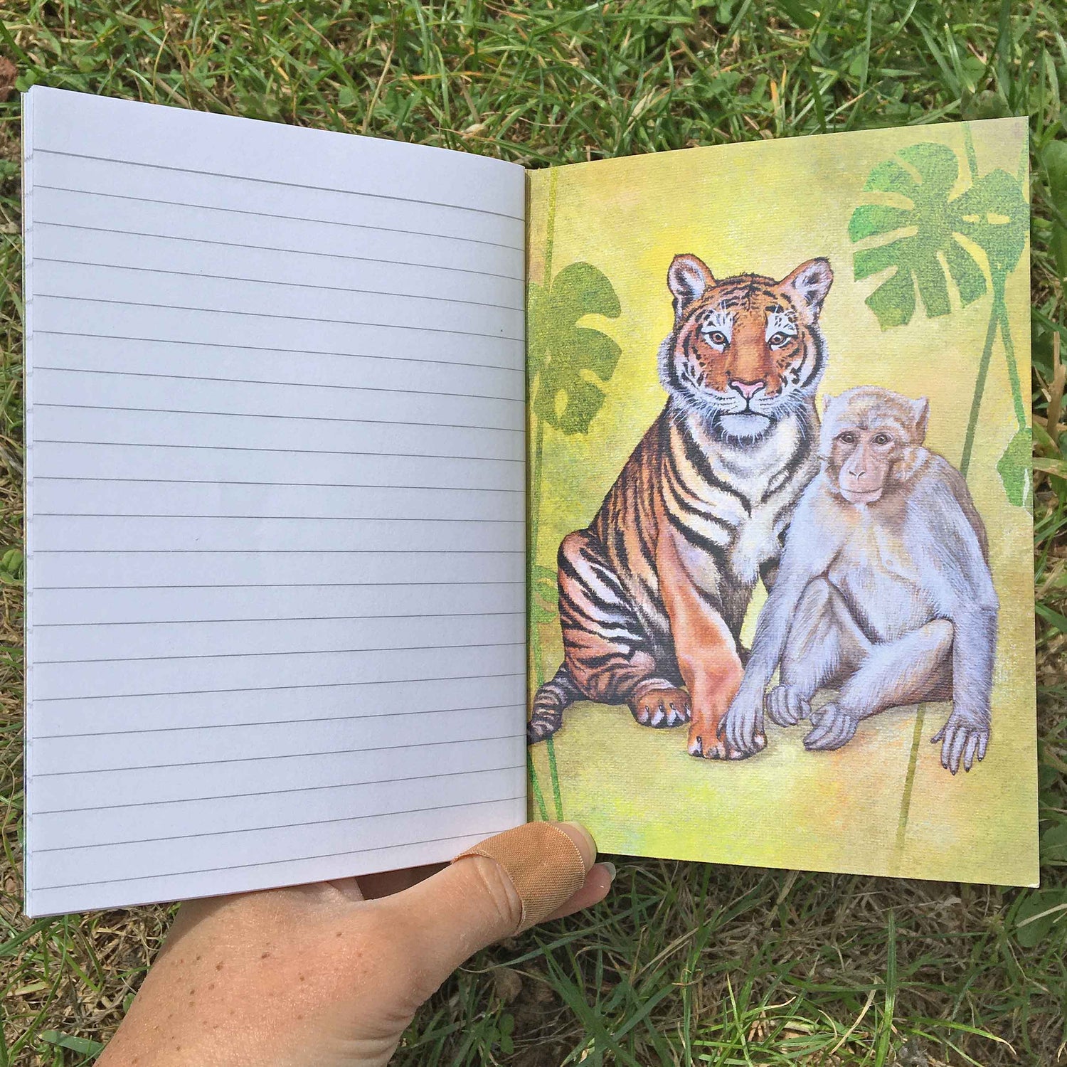 Monkey & Tiger Journal | A6, Plain or Lined journal Lined JPArtwork Jenny Pond