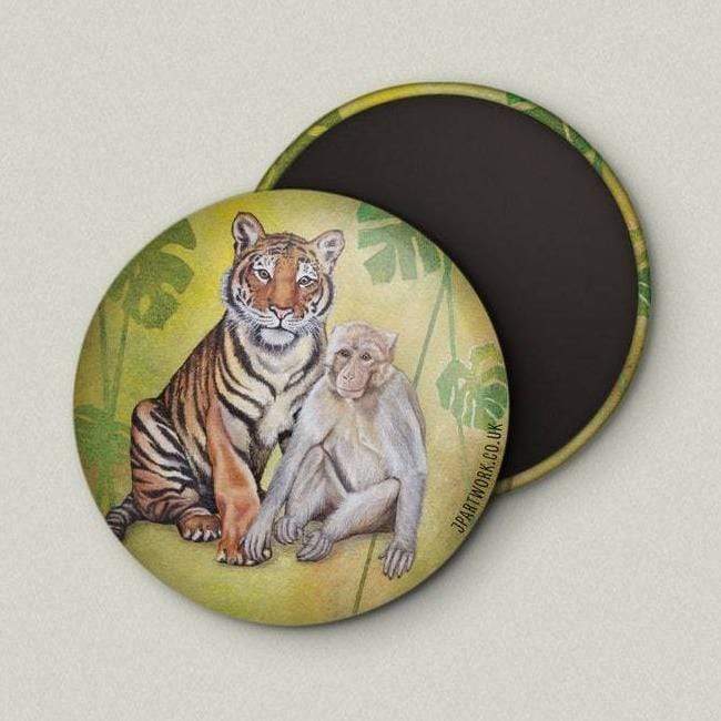 Monkey & Tiger | Magnet, 58mm | SECONDS (Minor Imperfections) magnet JPArtwork Jenny Pond