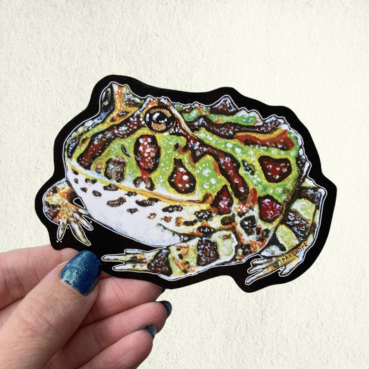 Pacman Frog Vinyl Sticker Die Cut by Jenny Pond