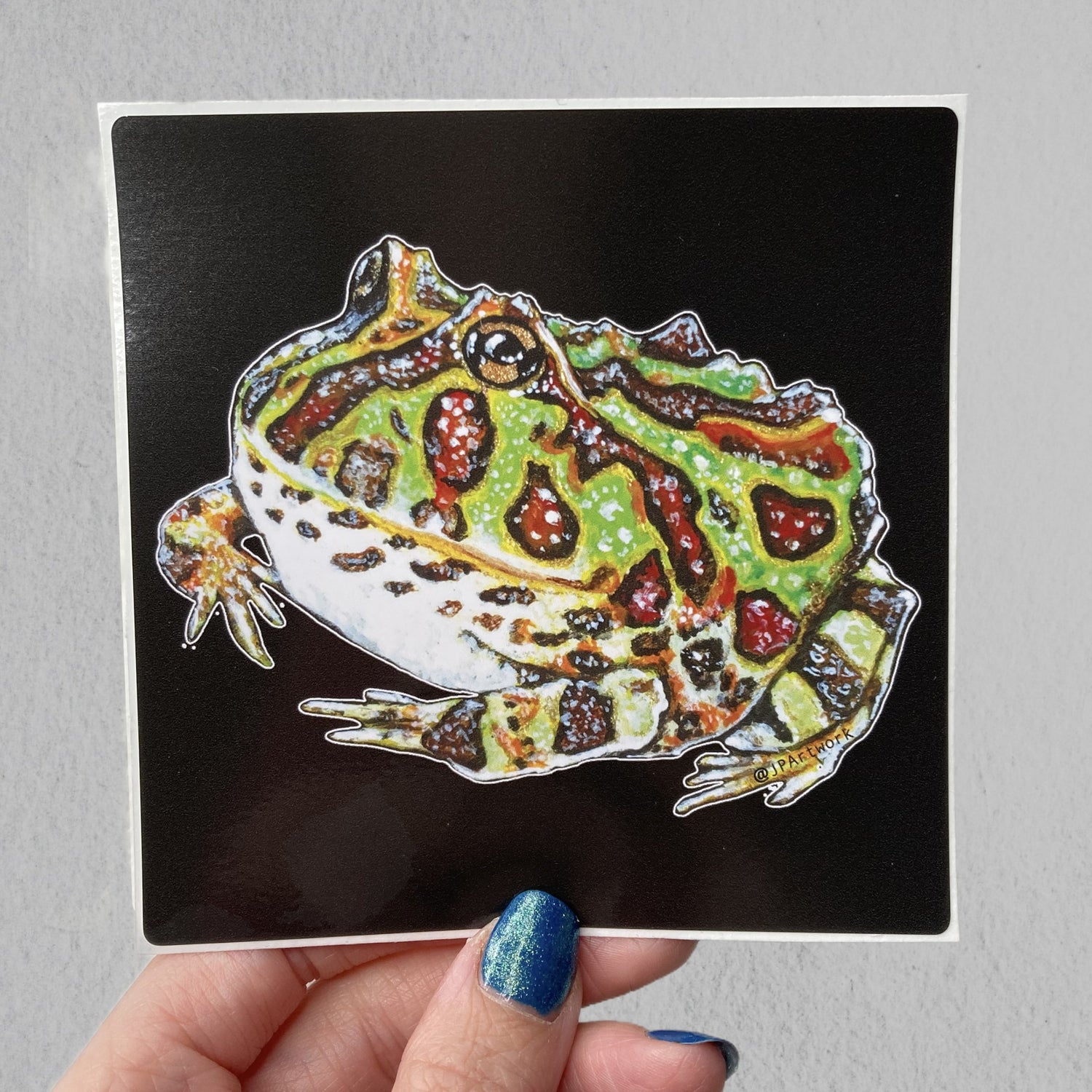Pacman Frog Vinyl Sticker by Jenny Pond