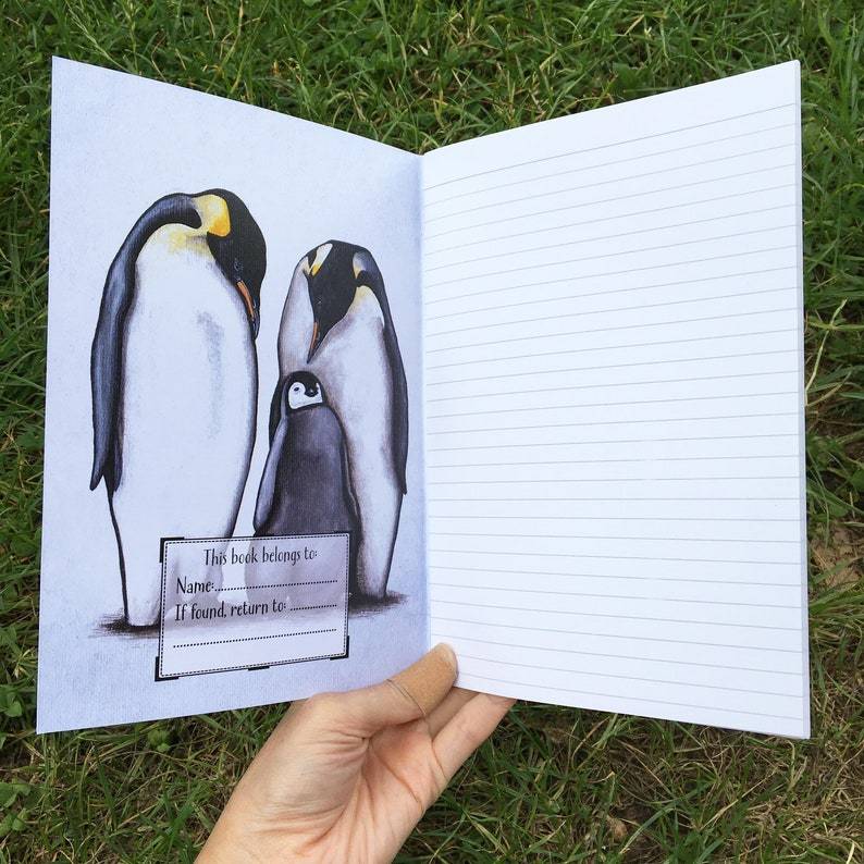 Penguin Journal | A5, Plain or Lined journal Lined JPArtwork Jenny Pond