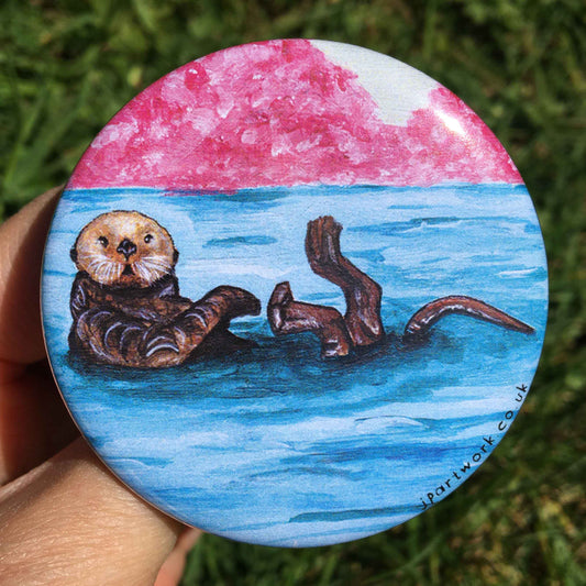 Sea Otter Large Pin Badge by Jenny Pond, JPArtwork